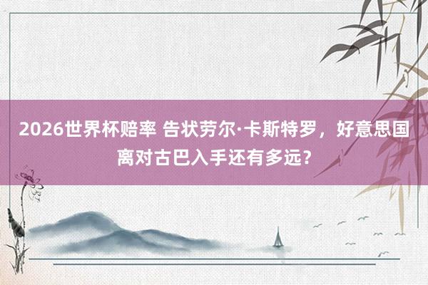 2026世界杯赔率 告状劳尔·卡斯特罗,好意思国离对古巴入手还有多远?