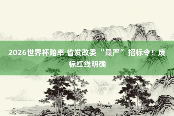 2026世界杯赔率 省发改委 “最严” 招标令！废标红线明确