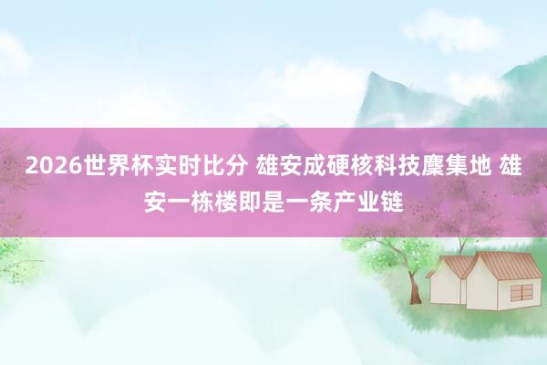 2026世界杯实时比分 雄安成硬核科技麇集地 雄安一栋楼即是一条产业链
