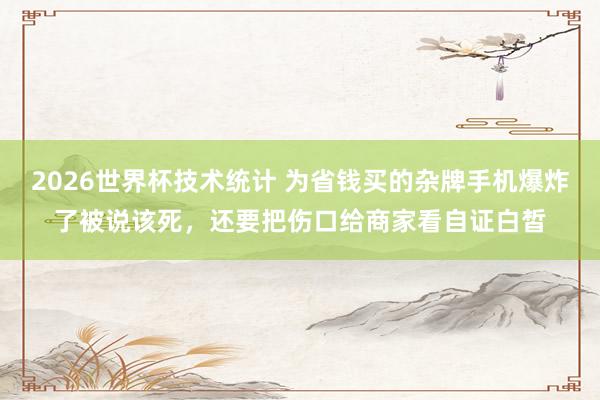 2026世界杯技术统计 为省钱买的杂牌手机爆炸了被说该死，还要把伤口给商家看自证白皙