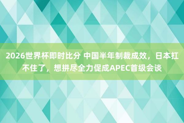 2026世界杯即时比分 中国半年制裁成效，日本扛不住了，想拼尽全力促成APEC首级会谈