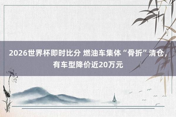 2026世界杯即时比分 燃油车集体“骨折”清仓，有车型降价近20万元