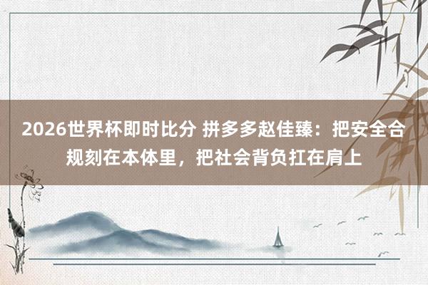 2026世界杯即时比分 拼多多赵佳臻：把安全合规刻在本体里，把社会背负扛在肩上