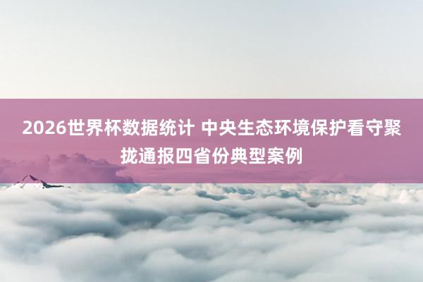 2026世界杯数据统计 中央生态环境保护看守聚拢通报四省份典型案例