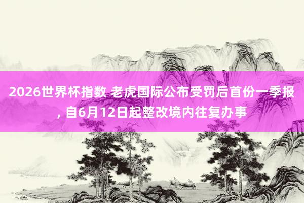 2026世界杯指数 老虎国际公布受罚后首份一季报， 自6月12日起整改境内往复办事