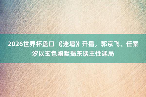 2026世界杯盘口 《迷墙》开播，郭京飞、任素汐以玄色幽默揭东谈主性迷局