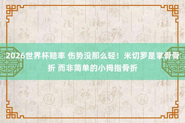 2026世界杯赔率 伤势没那么轻！米切罗是掌骨骨折 而非简单的小拇指骨折