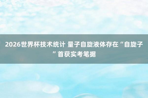 2026世界杯技术统计 量子自旋液体存在“自旋子”首获实考笔据