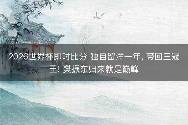 2026世界杯即时比分 独自留洋一年, 带回三冠王! 樊振东归来就是巅峰