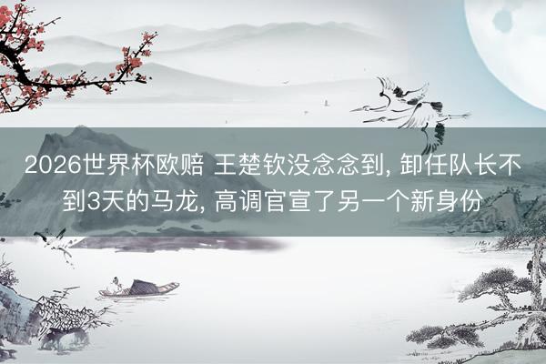 2026世界杯欧赔 王楚钦没念念到， 卸任队长不到3天的马龙， 高调官宣了另一个新身份