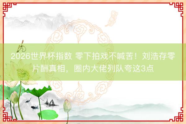 2026世界杯指数 零下拍戏不喊苦！刘浩存零片酬真相，圈内大佬列队夸这3点